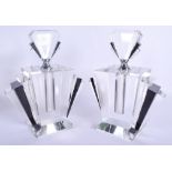 A PAIR OF ART DECO STYLE GLASS SCENT BOTTLES. 24 cm x 14 cm.