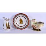 A VICTORIAN SHELL FORM POTTERY SPOON WARMER together with a Grecian revival wash jug and basin. Larg