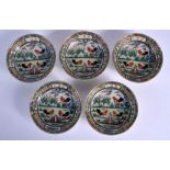 FIVE CHINESE PORCELAIN ROOSTER BOWLS. 9.5 cm diameter. (5)