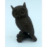 A Small Japanese bronze Owl 5cm.