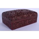 A RARE 19TH CENTURY CHINESE CARVED CINNABAR LACQUER BOX AND COVER Qing, unusually decorated with bud