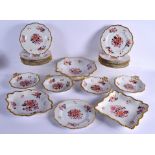 19TH C. WORCESTER FLIGHT BARR AND BARR DESSERT SERVICE painted with oriental style flowers under a g