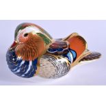 Royal Crown Derby paperweight Mandarin Duck. 13cm wide.