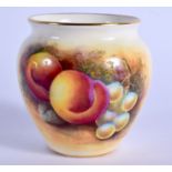 Royal Worcester vase painted with fruit by D. Bowkett, signed, shape 2491, date code for 1950. 7cm
