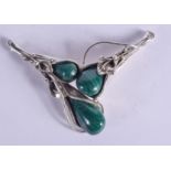 A SILVER AND MALACHITE PENDANT. 31 grams. 8 cm x 5 cm.