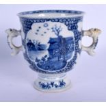 AN 18TH CENTURY CHINESE EXPORT BLUE AND WHITE CHOCOLATE CUP Qianlong. 10 cm wide.