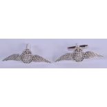 A PAIR OF RAF SILVER CUFFLINKS. 9 grams. 4 cm x 1.5 cm.