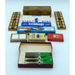 Collection of vintage games playing cards darts.