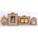 FOUR LARGE 19TH CENTURY FRENCH NEO CLASSICAL BRASS FRAMES Empire style. Largest 28 cm x 18 cm. (4)