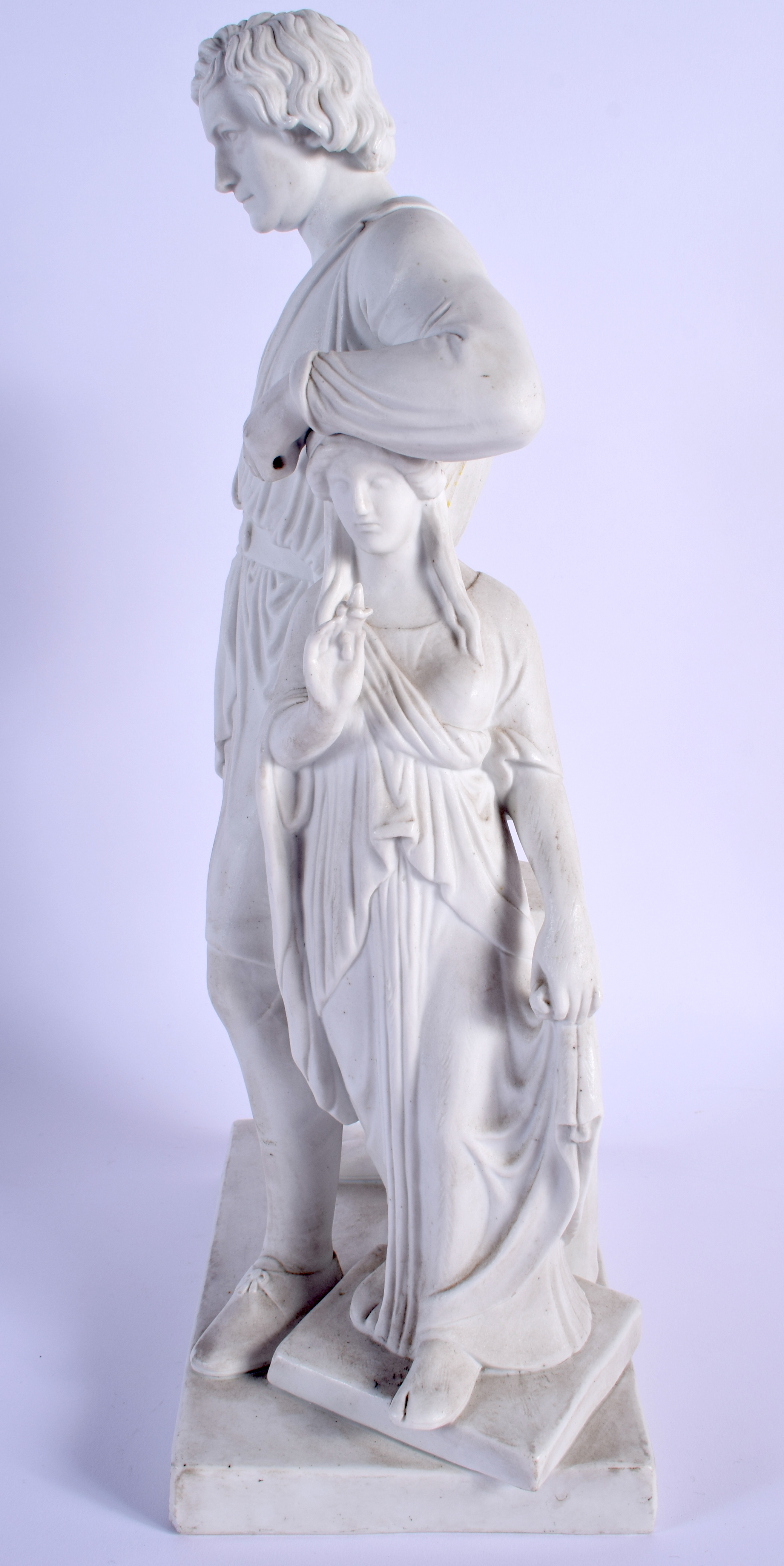 A LARGE 19TH CENTURY EUROPEAN ENERET PARIAN WARE FIGURE OF A MALE modelled resting upon a female. 36 - Image 2 of 5