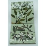 Two Victorian Wedgwood Arts and Crafts Barbotine Stencil tiles 15 x 15 cm(2).