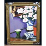 Framed oil on board by Davidson still life study of flowers 60 x 44cm