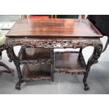 A LARGE 19TH CENTURY CHINESE CARVED HARDWOOD HONGMU TABLE Qing. 60 cm x 70 cm x 40 cm,