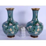 A LARGE PAIR OF EARLY 20TH CENTURY CHINESE CLOISONNE ENAMEL VASES Late Qing/Republic. 31 cm high.