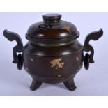 A CHINESE GOLD SPLASH CENSER AND COVER 20th Century. 10.5 cm wide.