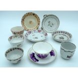 Group of 18th century cups and saucers. (10)