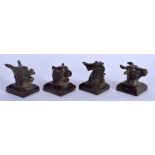 FOUR CHINESE BRONZE SEALS 20th Century. 5 cm x 3 cm. (4)