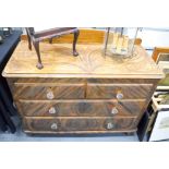 AN EARLY 20TH CENTURY FOLK ART PAINTED CHEST OF DRAWERS with glass handles. 102 cm x 82 cm x 46 cm.