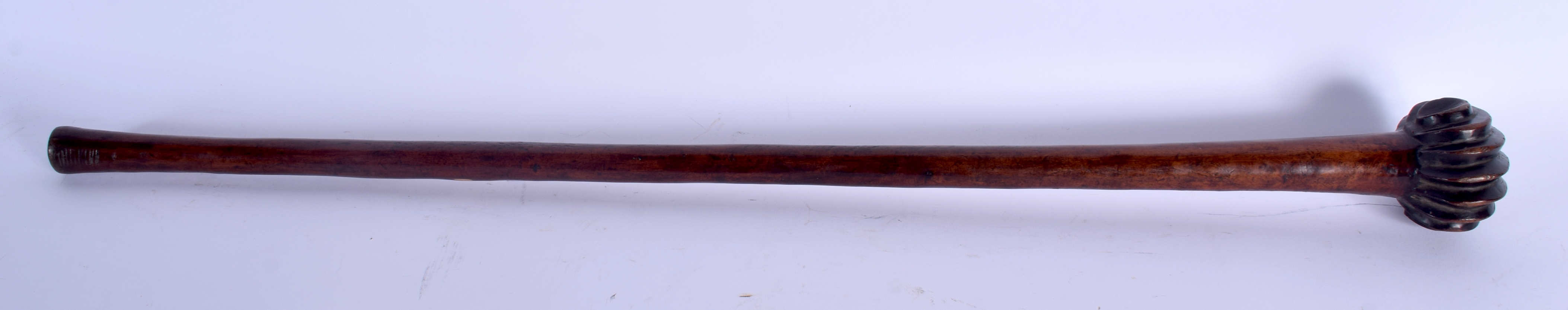 AN UNUSUAL 19TH CENTURY GNARLED POLYNESIAN TRIBAL CLUB. 75 cm long. - Image 4 of 4