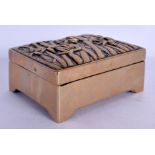 A 19TH CENTURY JAPANESE MEIJI PERIOD BRONZE BOX AND COVER decorated with bamboo. 11 cm x 9 cm.