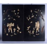 A LARGE PAIR OF 19TH CENTURY JAPANESE MEIJI PERIOD IVORY SHIBAYAMA PANELS decorated with figures, bi