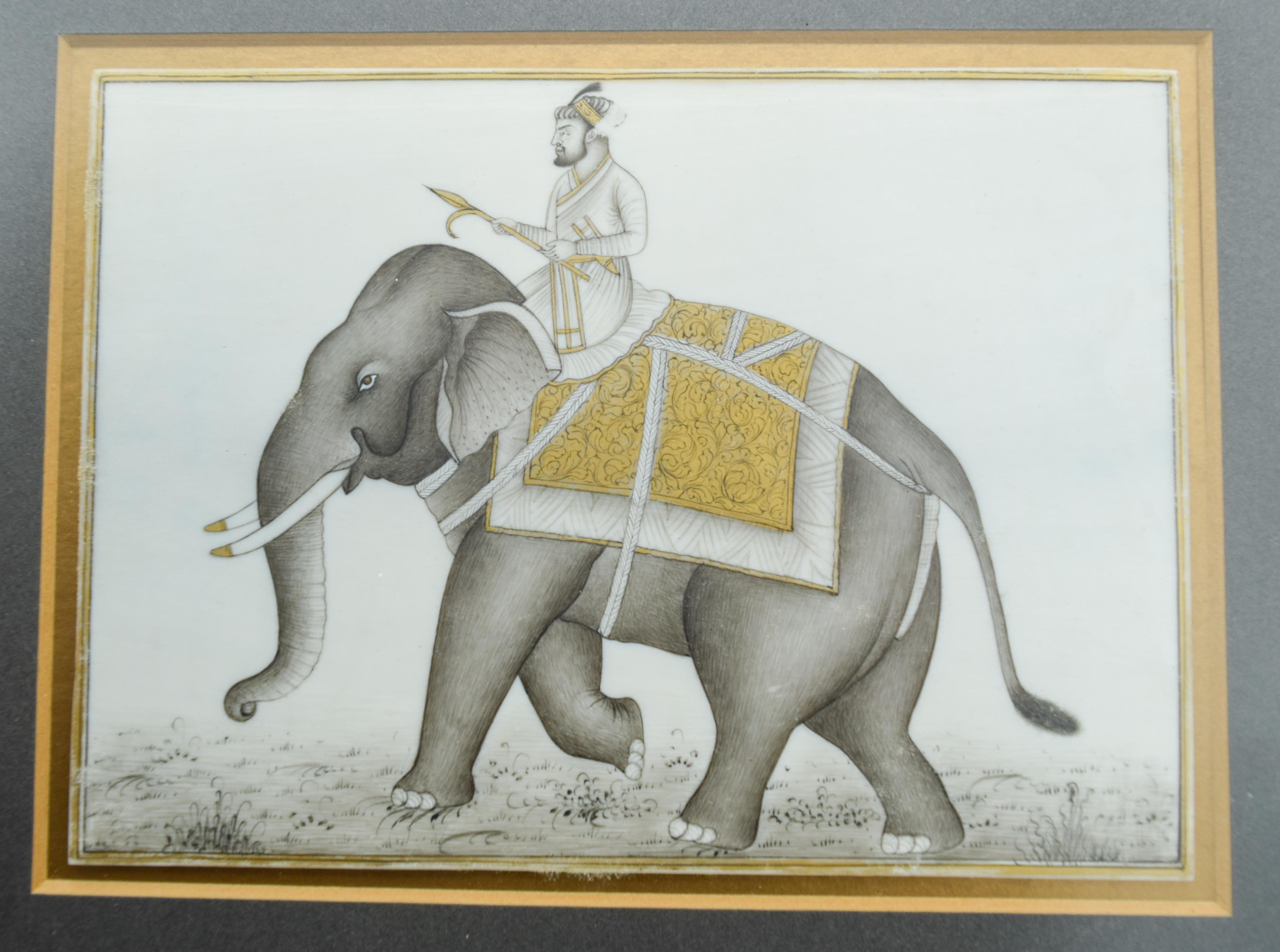 An Indian Painted ivory panel depicting an elephant 15.5 x 11 cm . - Image 2 of 3