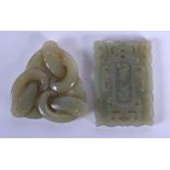 TWO EARLY 20TH CENTURY CHINESE CARVED JADE PLAQUES Late Qing. 5 cm diameter. (2)