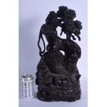 A LARGE EARLY 20TH CENTURY CHINESE CARVED HARDWOOD FIGURE OF SAGE Late Qing. 45 cm x 20 cm.