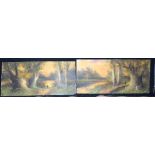 Two Oil on boards of rural scenes 25 x 56cm.