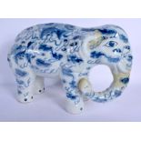 AN EXTREMELY RARE 19TH CENTURY JAPANESE MEIJI PERIOD PORCELAIN ELEPHANT painted with buddhistic lion