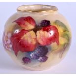 A ROYAL WORCESTER VASE painted with autumnal leaves and berries, by K. Blake, shape G161 date code f