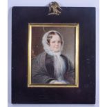 A LARGE ANTIQUE PAINTED IVORY PORTRAIT MINIATURE. Image 12 cm x 8 cm.