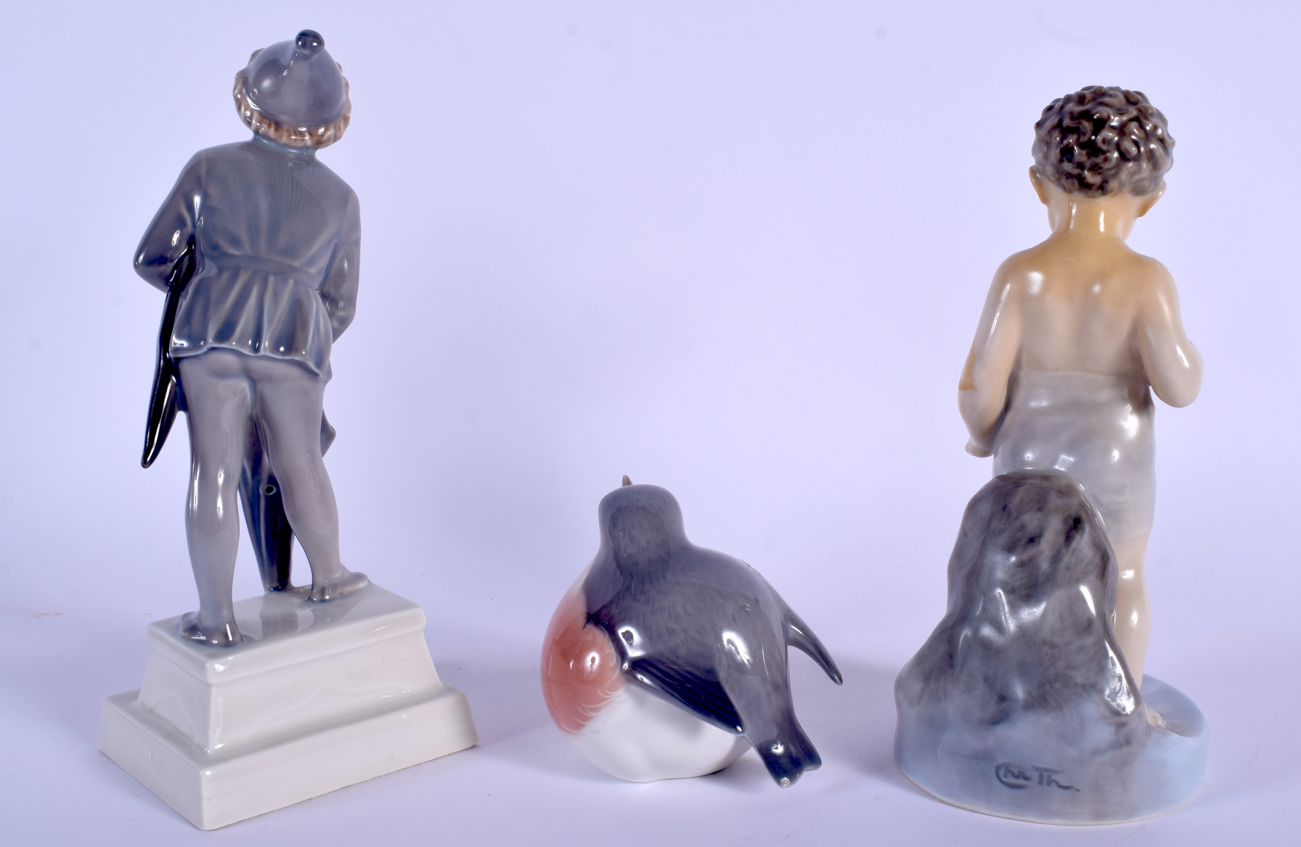 THREE ROYAL COPENHAGEN PORCELAIN FIGURES. Largest 19 cm high. (3) - Image 2 of 3