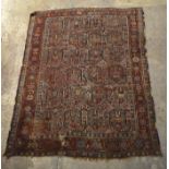 A Rare Khamseh Confederation geometric Boteh Rug 180x 145cm.