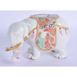 A RARE 19TH CENTURY FRENCH SAMSONS OF PARIS PORCELAIN ELEPHANT painted with floral sprays. 13 cm wid