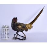 A GOOD LARGE 19TH CENTURY JAPANESE MEIJI PERIOD BRONZE OKIMONO modelled as a roaming bird stepped up