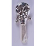 A SILVER BABIES RATTLE. 7.25 cm long.