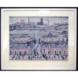 A framed signed print by Lowry 45 x 60cm.
