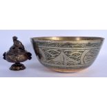 A 19TH CENTURY CHINESE BRONZE CENSER Qing, together with a Japanese censer. Largest 20 cm wide. (2)