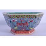 AN EARLY 20TH CENTURY CHINESE HEXAGONAL PORCELAIN BOWL Guangxu, painted with flowers. 21 cm wide