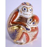 Royal Crown Derby paperweight Monkey and Baby. 10cm high.