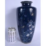 A GOOD LARGE EARLY 20TH CENTURY JAPANESE MEIJI PERIOD CLOISONNE ENAMEL VASE by Hayashi Kodenji, with