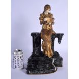 French School (C1900) Gilt bronze and ivory, female viewing into her jewellery box. 40 cm x 22 cm.