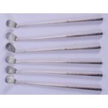 SIX VINTAGE WHITE METAL GOLF CLUB COCKTAIL STICKS. 24 cm long. (6)