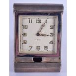 AN ART DECO SILVER CASED FOLDING TRAVELLING CLOCK. Birmingham 1919. 394 grams overall. 9.5 cm x 6.5