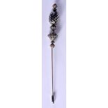 AN ANTIQUE SCOTTISH SILVER HAT PIN. 7 grams. 13 cm long.