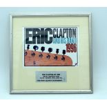 Eric Clapton Framed Presentation Award for UK Tour 1996 29 x 26 cm.