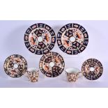 Royal Crown Derby imari pattern 2451 cup and saucer, can and saucer, two bread plates and small plat
