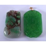 TWO CHINESE JADE PENDANTS. 5.5 cm x 3.5 cm. (2)