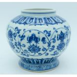 A Chinese blue and white vase decorated with Lotus 12cm.